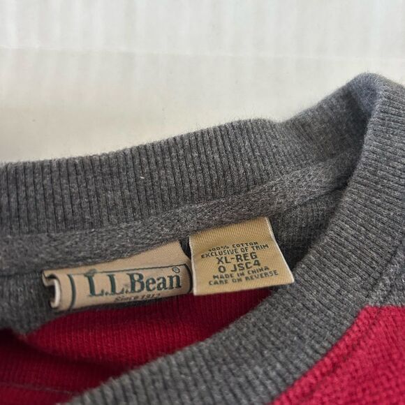 LL Bean mens Red Gray Striped Waffle Knit Long Sleeve Shirt Size XL - Picture 3 of 5